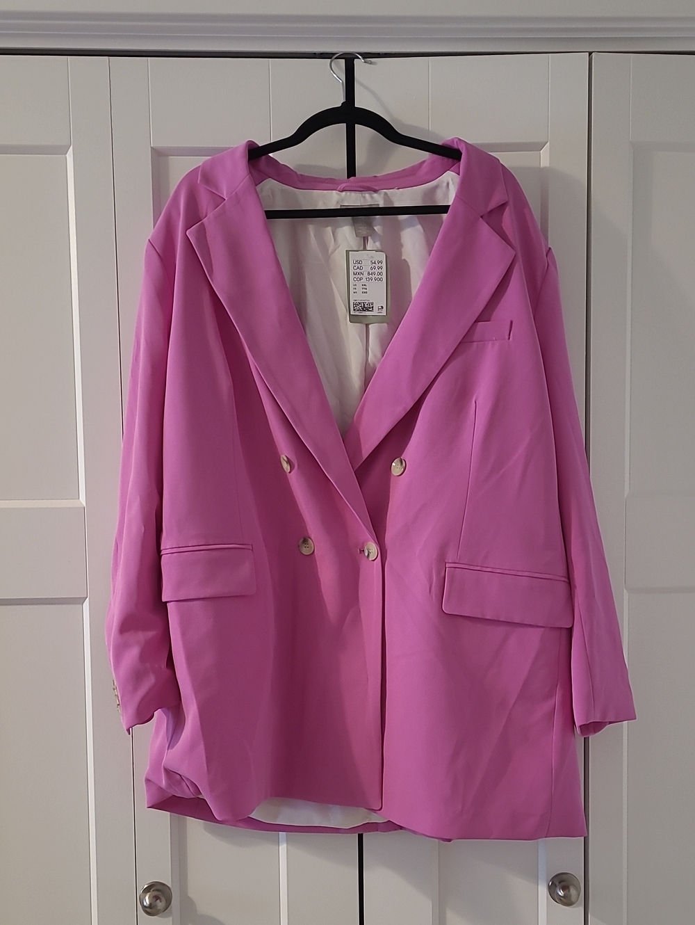 H&M Women's Pink Double-Breasted Blazer Jacket NWT
